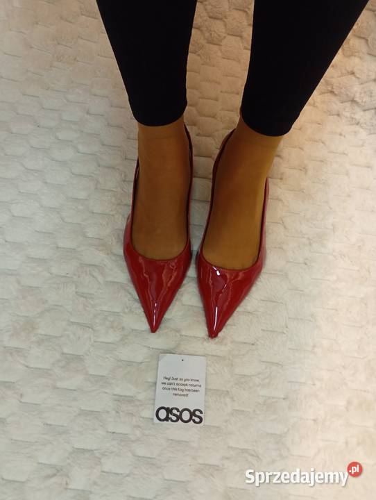 41 ASOS Design Czerwone czółenka z odkrytą piętą 26.5cm Czółenka