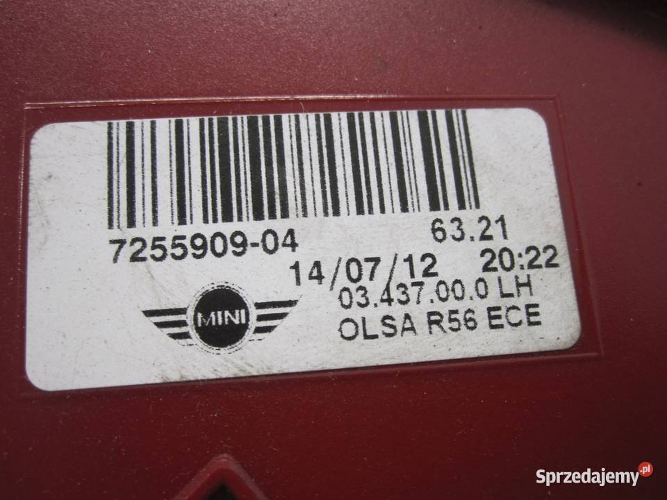 MINI COOPER II R56 12r lampa lewa tył 7255909