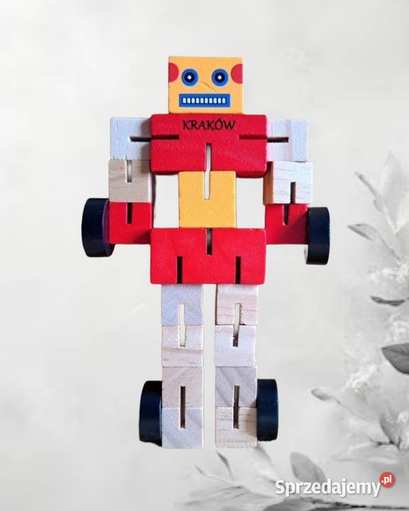 Drewniany robot transformer ruchomy pamiątka małopolskie Kraków