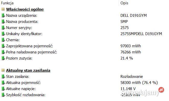 Dell Precision 3541 i79850H 32GB RAM Quadro P620 Taktowanie 2600 Poznań