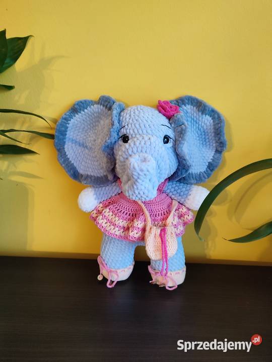 Słoń na szydełku Maskotka rękodzieło zabawka Kraków
