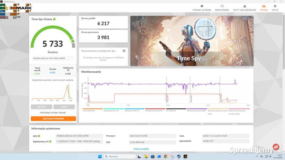 Komputer i74790 16GB RAM GTX1660S ASUS ROG STRIX