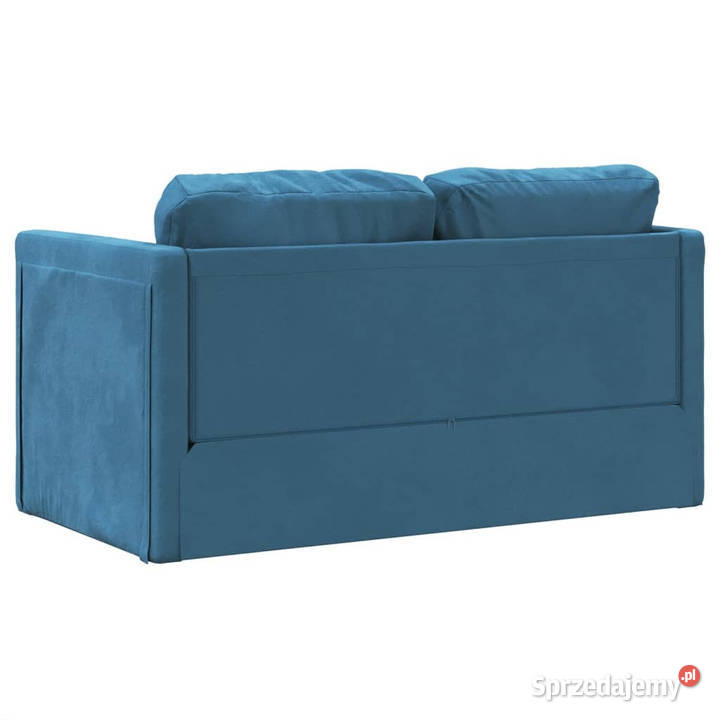 Sofa podłogowa 2w1 niebieska 122x204x55 aksamit Warszawa sprzedam
