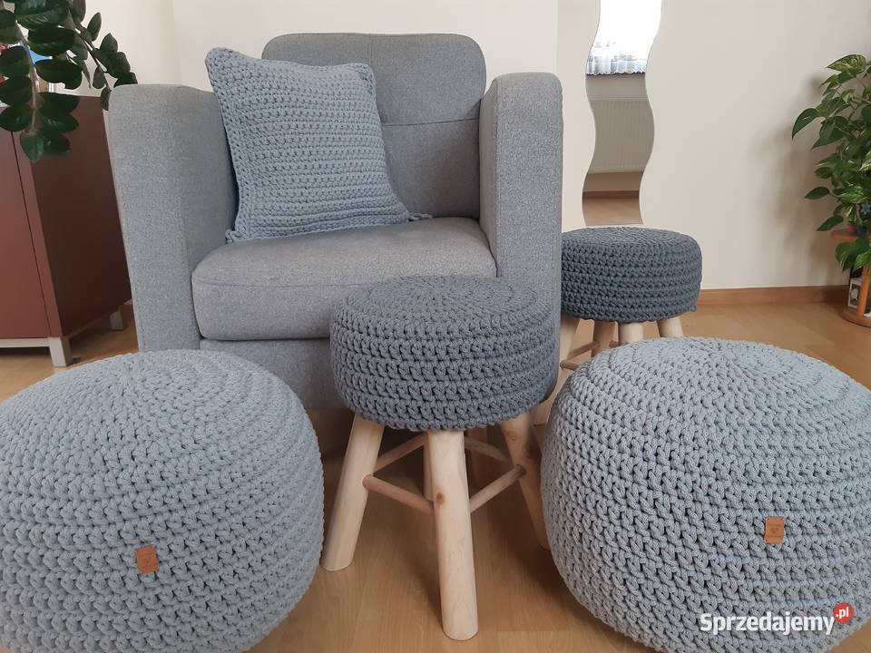 Pufa ze sznurka bawełnianego 5mm robione Łódź sprzedam