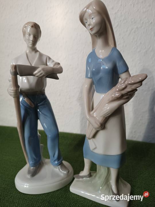 Figurki z porcelany żniwiarz i żniwiarka Gorlice