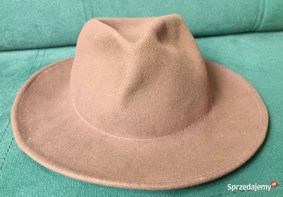 Stary Beżowy brązowy kapelusz fedora z szerokim Zbylitowska Góra
