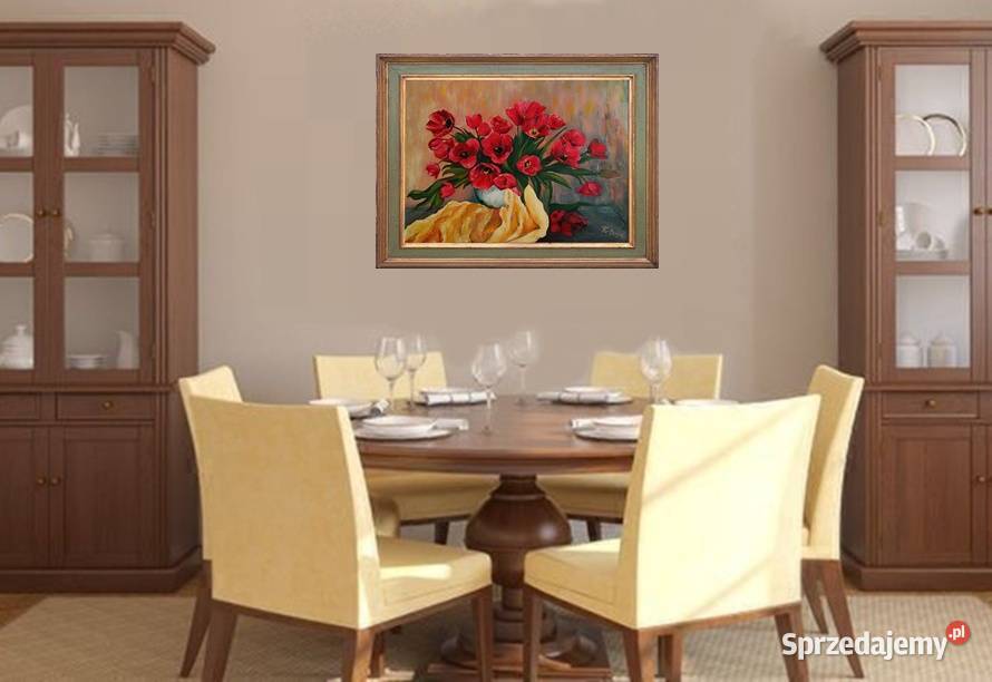 Obraz olejny Czerwone tulipany