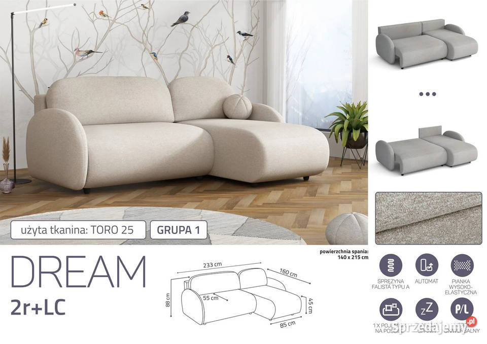 Narożnik Dream 233x160 funkcja spaniapojemnik na Narożniki Wieruszów