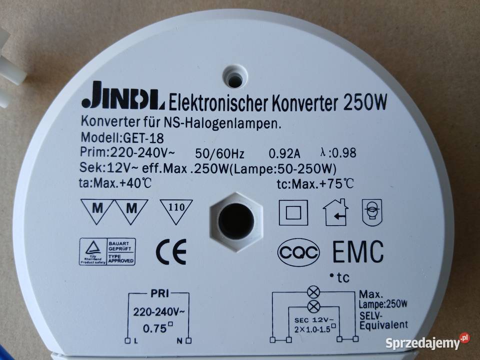 Transformator Zasilacz do Halogenów JINDL 250W Warszawa