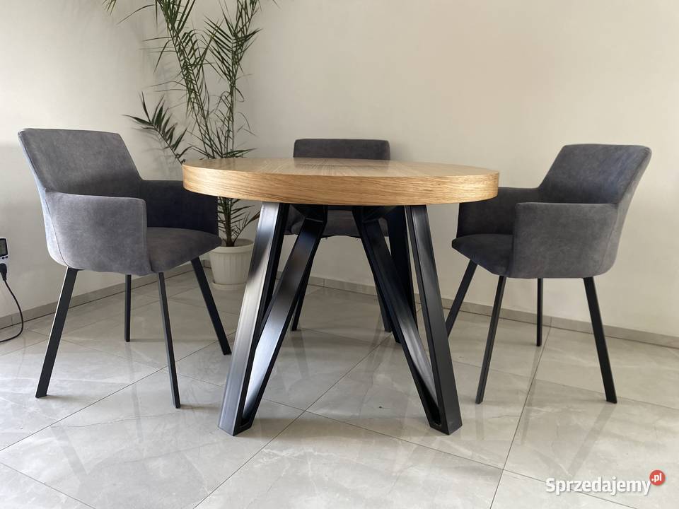 Stół Dębowy Okrągły LOFT 10 Rozkładany Do 4M Dom i Ogród