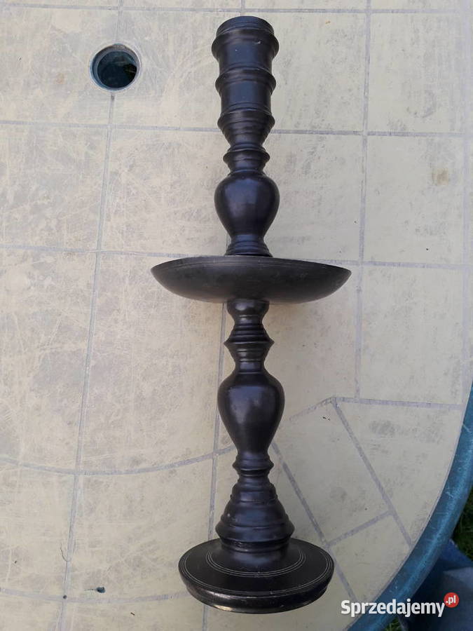 Stary duży mosiężny świecznik patyna Warszawa