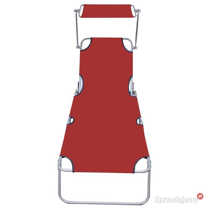 vidaXL Składany leżak z zadaszeniem czerwony