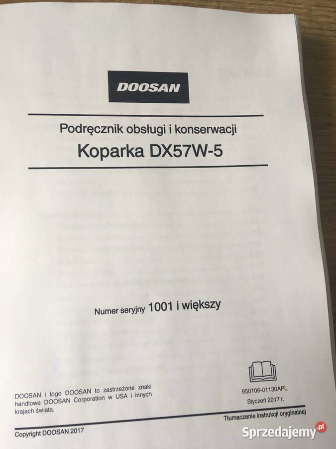 dtr instrukcja obsługi koparka doosan dx57w5 i Szczecin