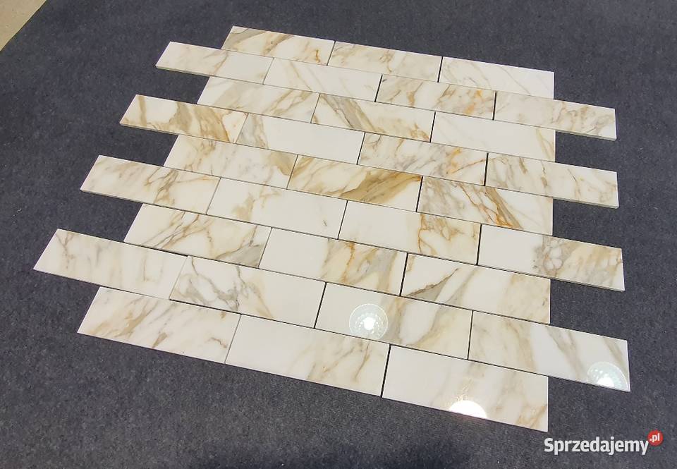 Mozaika Bianco Calacatta Gold Cegiełka poler Bielawa