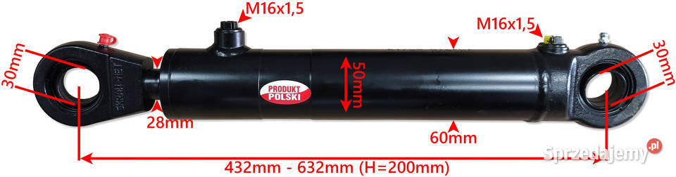 SIŁOWNIK Hydrauliczny 50x28 Skok 200 Mocowanie kujawsko-pomorskie Solec Kujawski