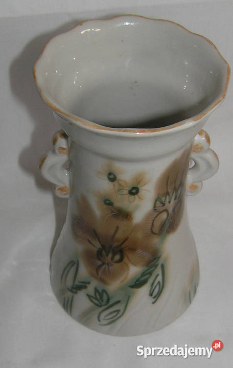 wazon vintage ręcznie malowany ceramikaD20 Bartków