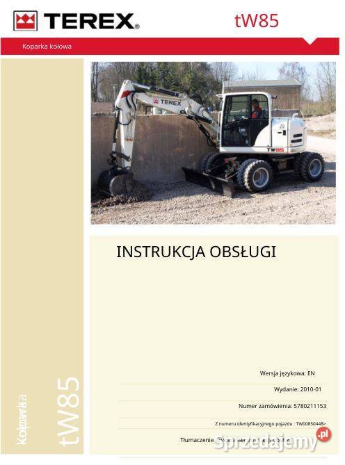 Terex TW85 instrukcja obsługi Kielce sprzedam