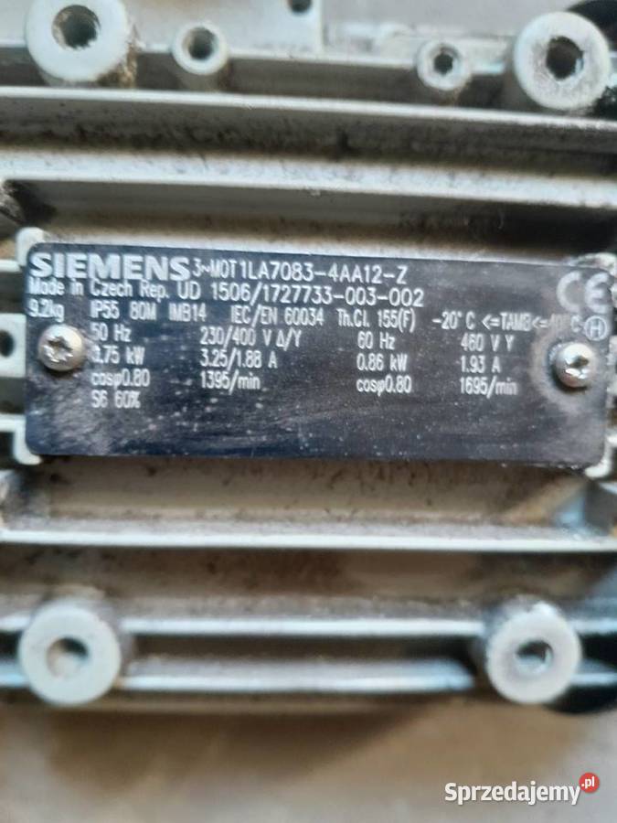 Silnik Siemens 075kW 1695obrmin wielkopolskie Poznań sprzedam