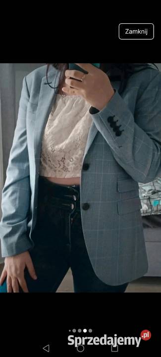 Marynarka granatowa Kratka pepitka o kroju