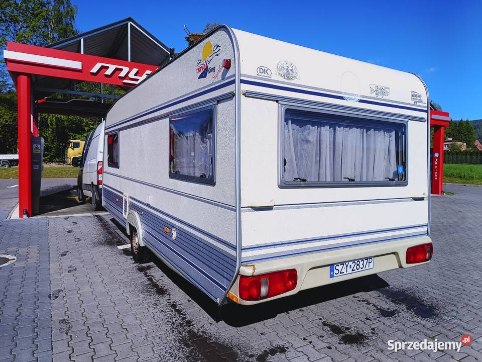 PRZYCZEPA KEMPINGOWA łóżka piętrowe campingowa śląskie Międzybrodzie Bialskie