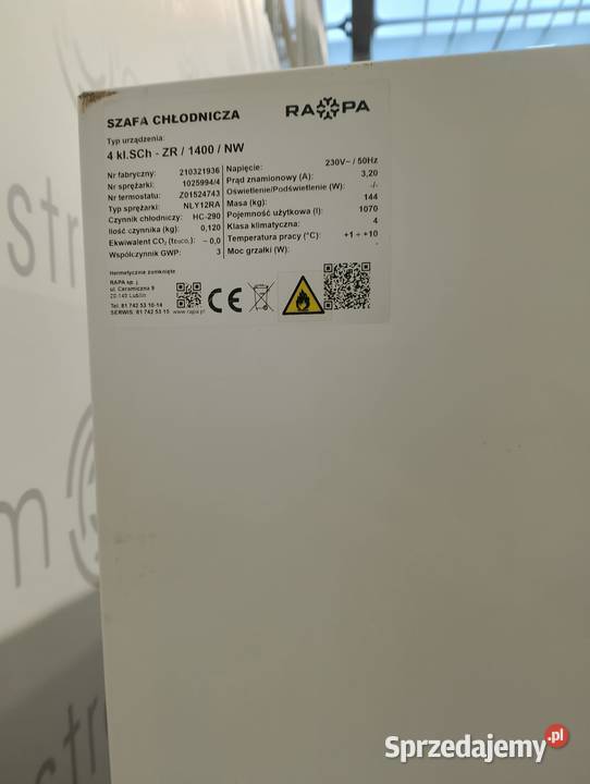Szafa chłodnicza Rapa SCHZR1400NW dolnośląskie Wrocław