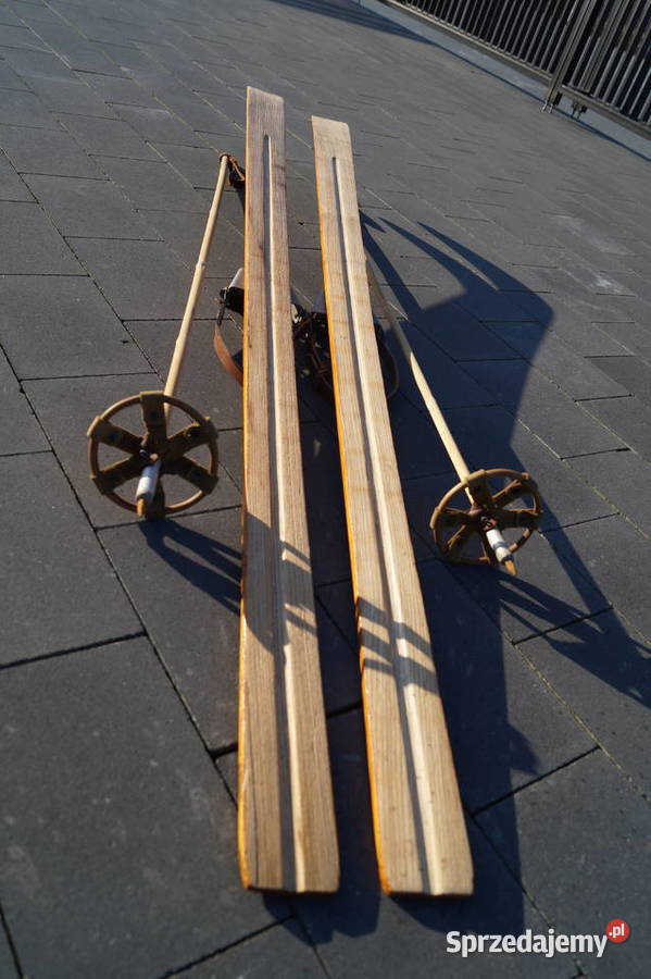 Stare narty jesionowe 165 kijki