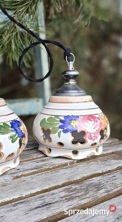 Lampa wiszaca ceramiczna ręcznie malowana mazowieckie Anielin
