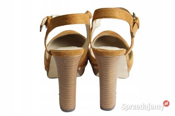 40 Zamszowe czółenka obcas 12 koniak Sole Diva Szczerbice