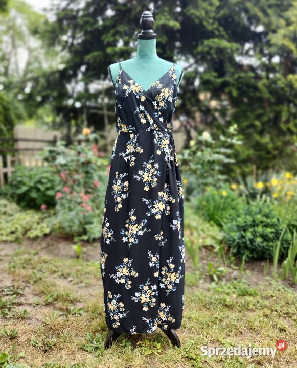 Sukienka HM czarna żółte kwiaty 46 3XL plus size Szczecin