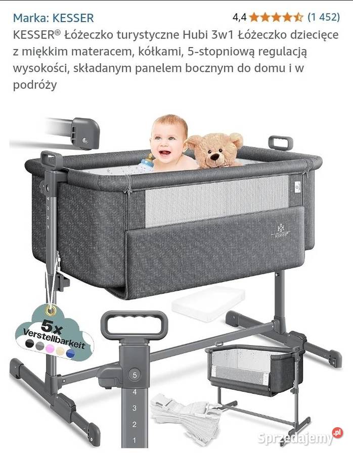 Łóżeczko dziecięce z miękkim materacem kółkami podkarpackie Rzeszów