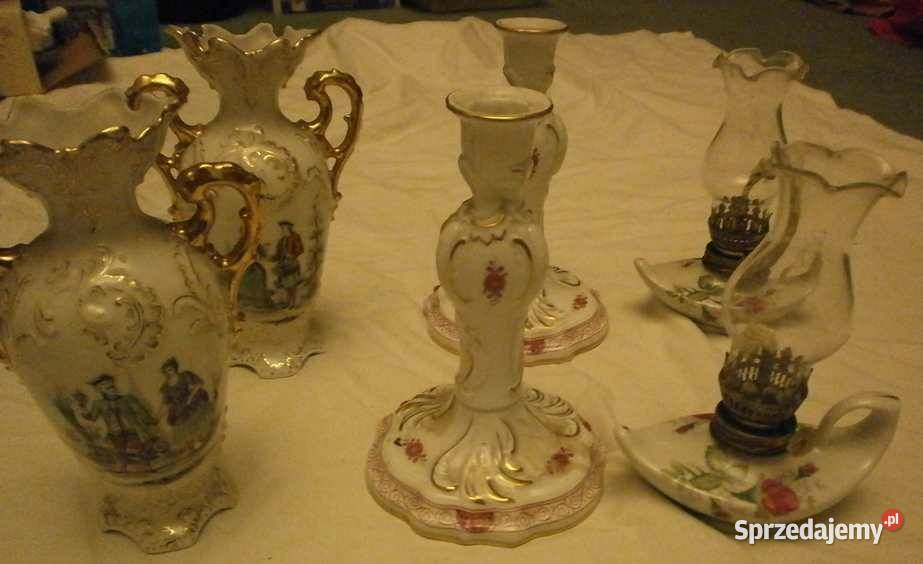 Piękny Porcelanowy Komplet w Stylu Miśnieńskim Porcelana i szkło Kraków