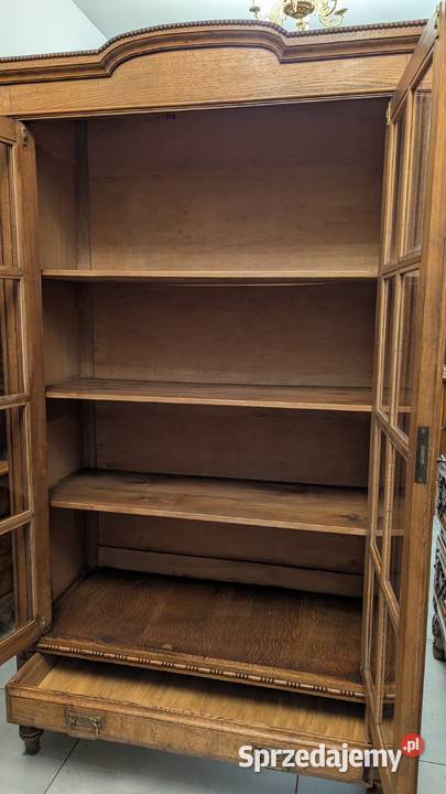 ładna dębowa bibliotekawitryna secesyjnasklep śląskie Dąbrowa Górnicza sprzedam