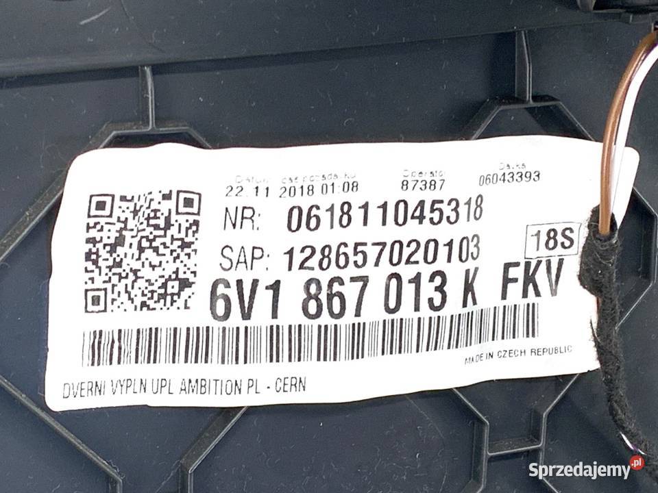 BOCZEK DRZWI LEWY PRZÓD SKODA FABIA III