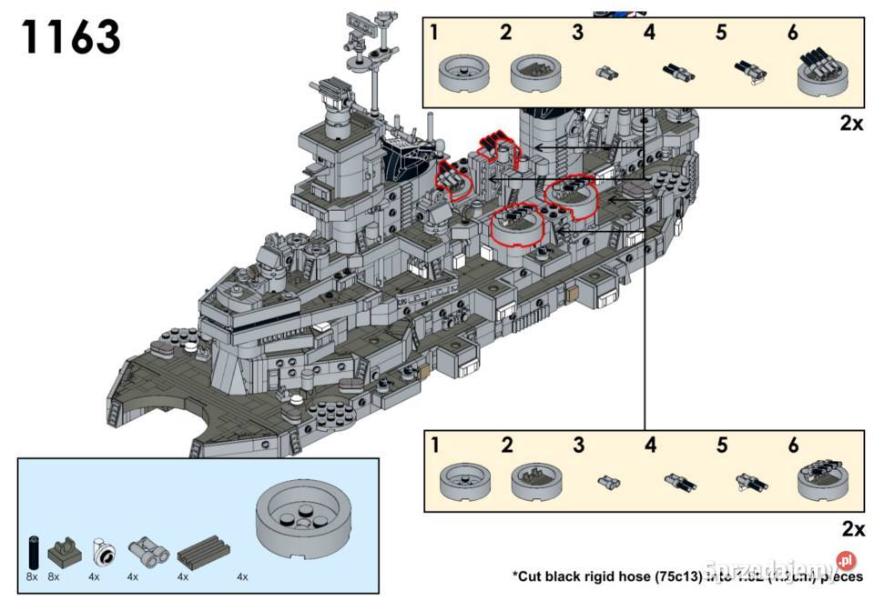 Pancernik Iowa z klocków lego skala 1200 Gigant Klocki Milanówek