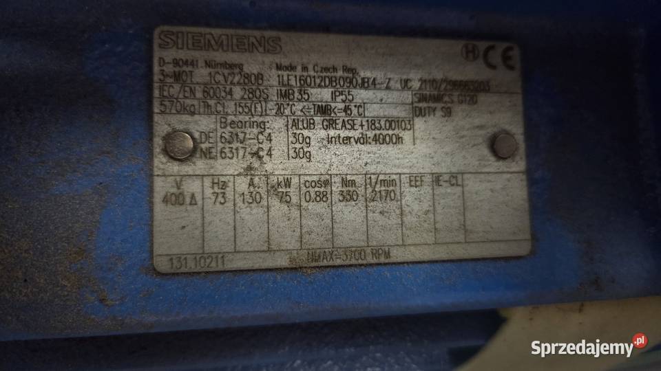 Silnik elektryczny SIEMENS 75 kW małopolskie