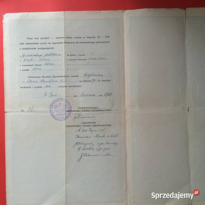 1849 Świadectwa Dojrzałości Bochnia Wojtowicz zachodniopomorskie Szczecin