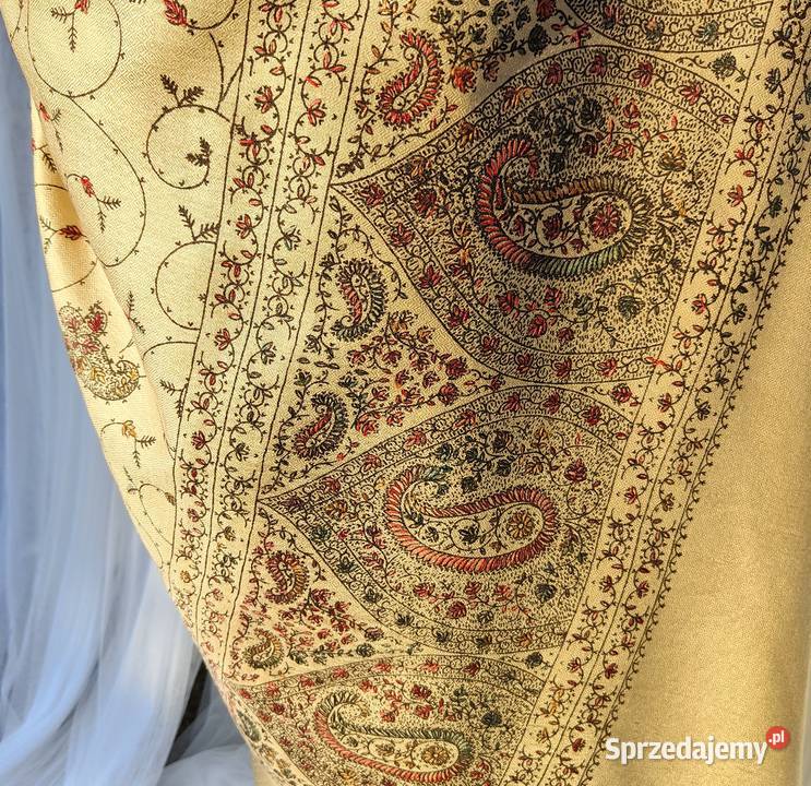 Duży szal orientalny Indie haftowany haft