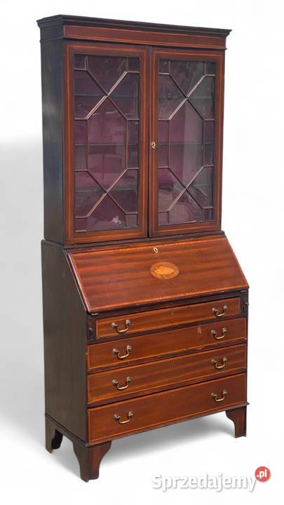 Stary angielski sekretarzyk z witryną antyk