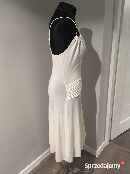 Kremowa midi sexy sukienka Sinequanone Marilyn Moda i Styl Nisko