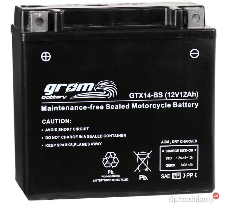 Akumulator motocyklowy GROM GTX14BS YTX14BS 12V Wałbrzych