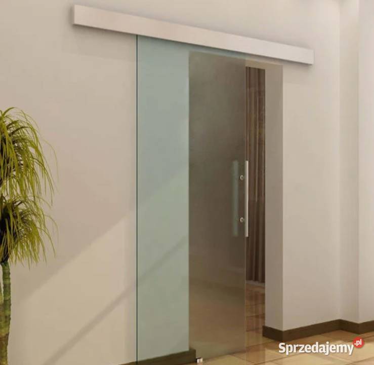 Drzwi przesuwne szklane pokojowe z uchwytem