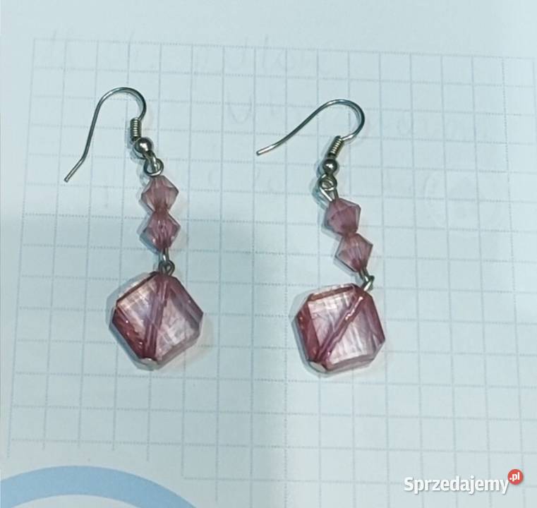 Kolczyki przeźroczysty blady róż mazowieckie Piaseczno