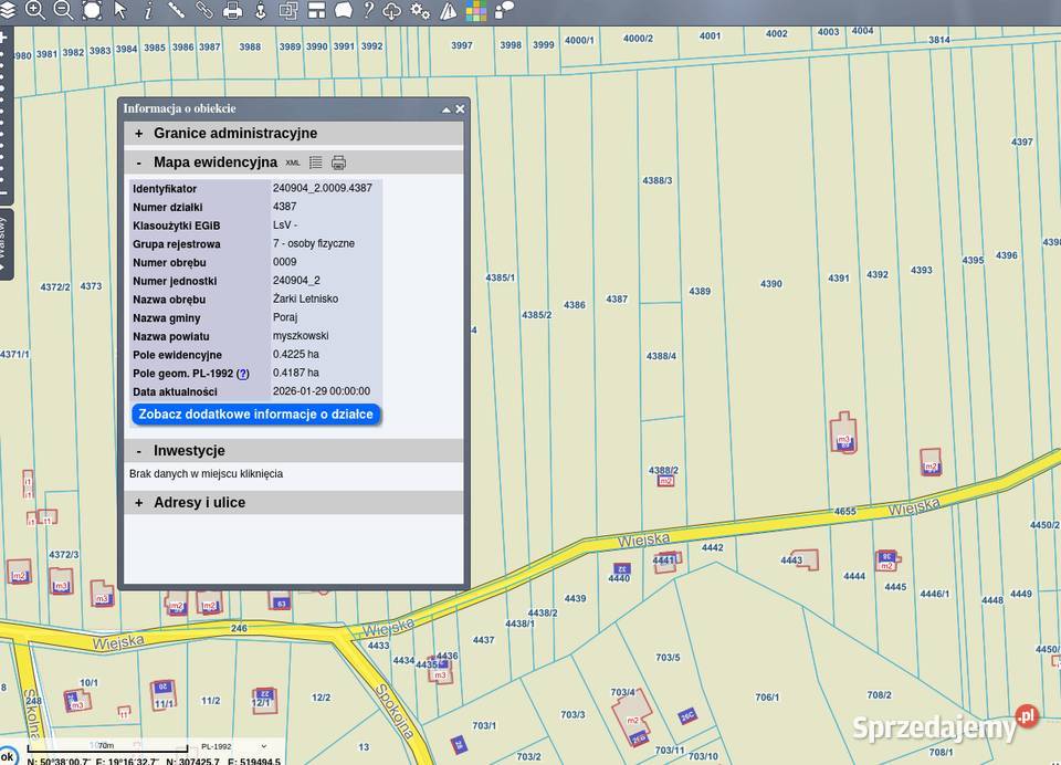 ŻarkiLetnisko Wiejska działka 4225 m2 śląskie