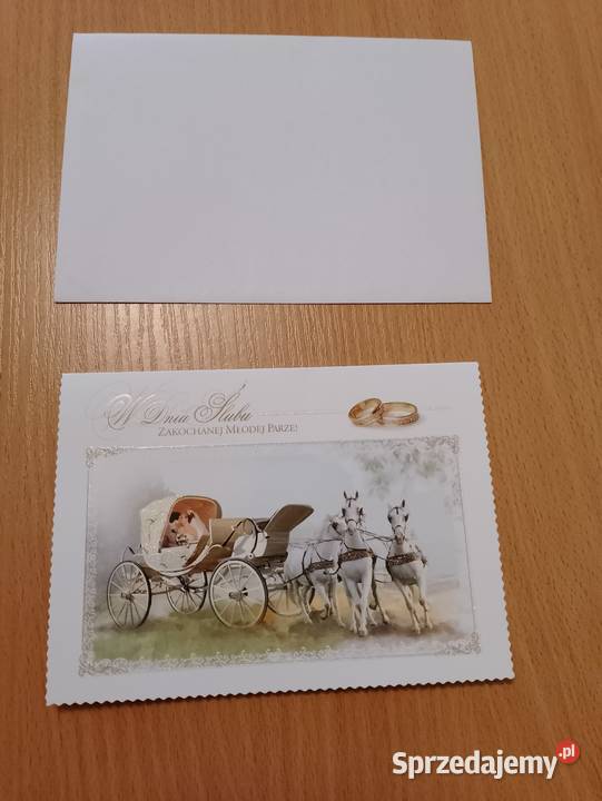 Kartka okolicznościowa W DNIU ŚLUBU składana z wielkopolskie Oborniki