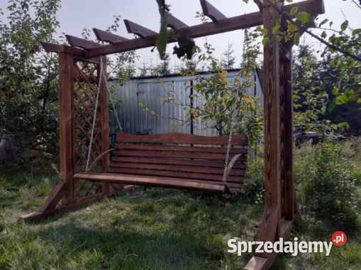 Huśtawka ogrodowa duża porządnie wykonana drewno Kwidzyn