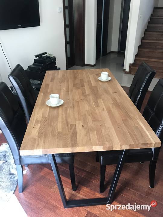 Stół loftowy z blatem dębowym 80cm mazowieckie Warszawa