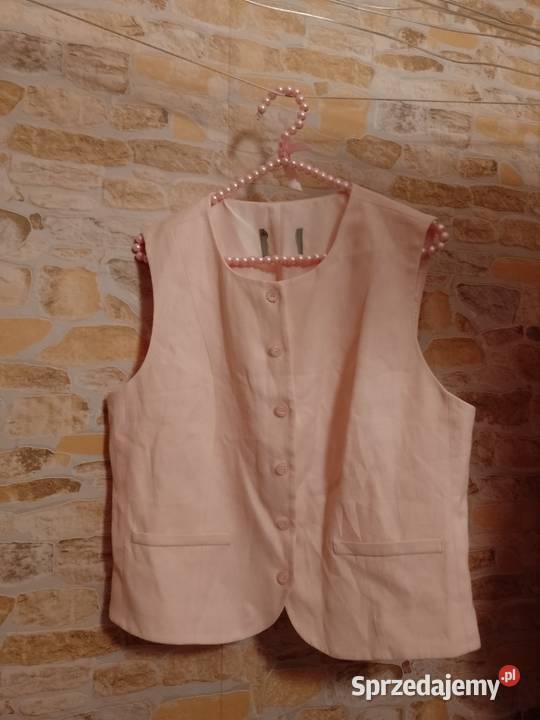 40L RIVER ISLAND Różowa lniana kamizelka Rozmiar 40(L) Bluzki i koszule Kraków