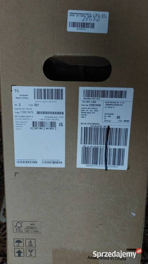 Dell Inspiron 24 5420 AllinOne stan idealny pomorskie Kartuzy