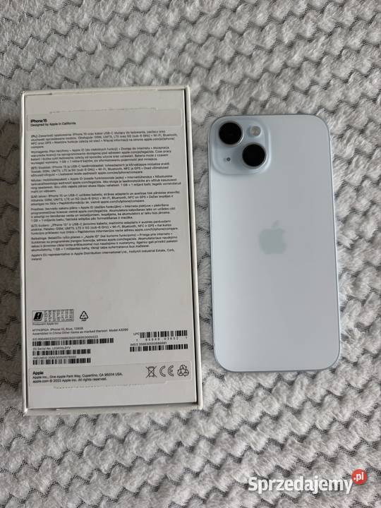 iPhone 15 128 GB Blue stan Szkło etui pudełko Przemyśl