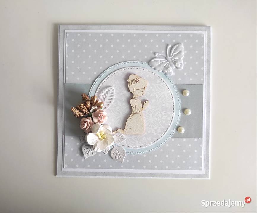 Kartka ręcznie robiona Komunia Święta handmade Łódź